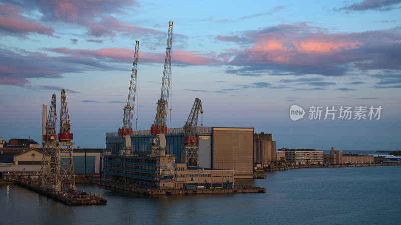 芬兰赫尔辛基Munkholmen Harbor Munkkisaari暮光